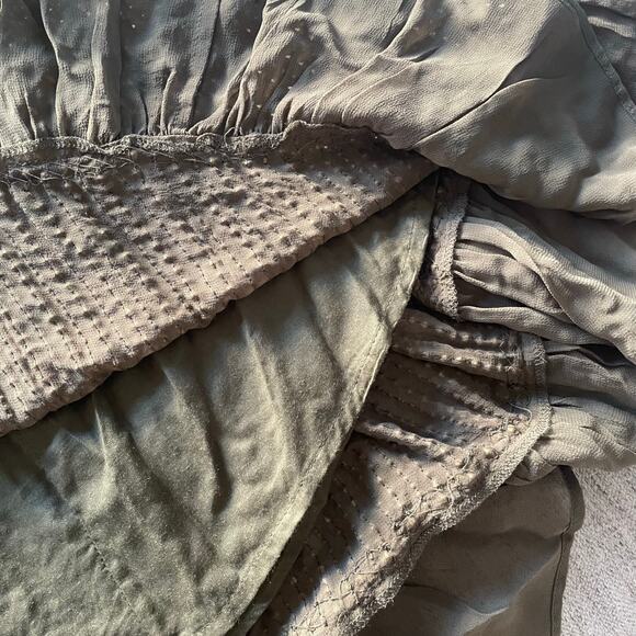 LOVE SAME Georgette Small Beaded Stem Green NWT Dress‎ Mini Sleeveless Gold Tie - Picture 5 of 7